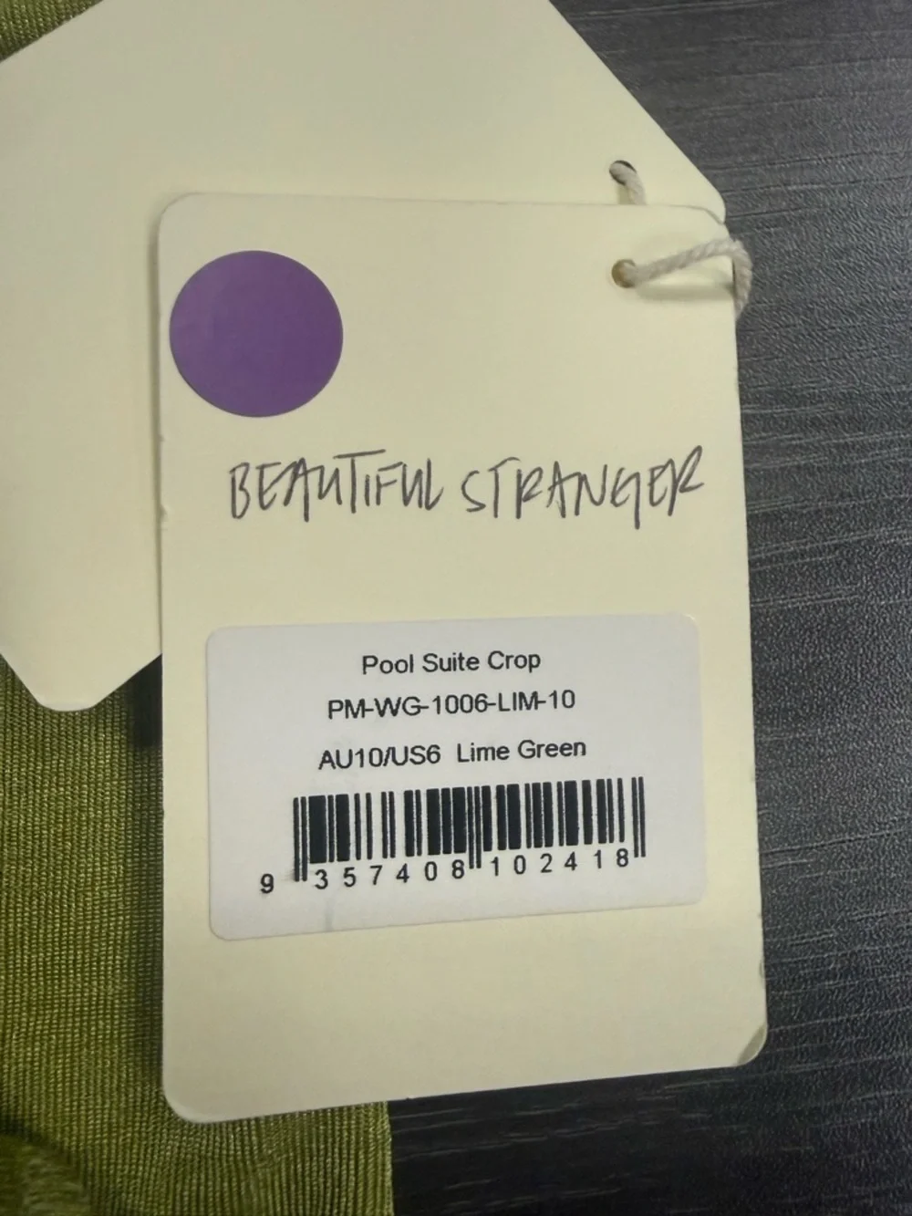 Peppermayo Lime Green Bandeau Tie-Front Pool Suite Crop Top US Size 6
